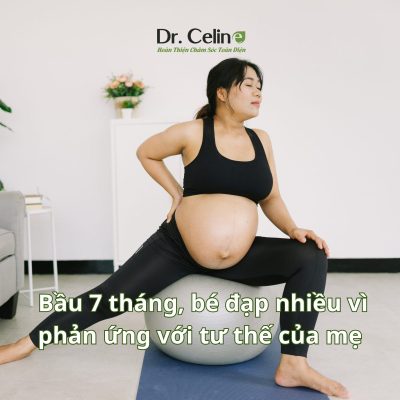 Bầu 7 tháng em bé đạp nhiều có sao không?